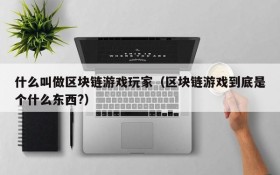 什么叫做区块链游戏玩家（区块链游戏到底是个什么东西?）